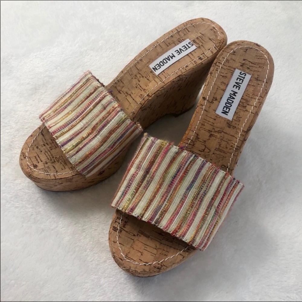Steve Madden Striped Cork Wedges